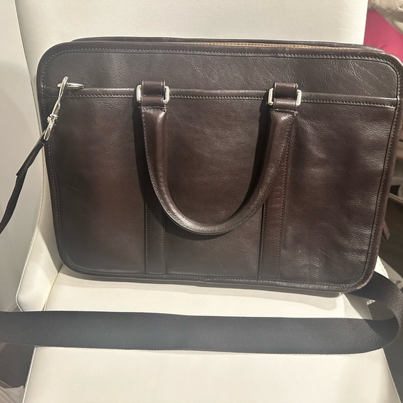 Coach Dark Brown Expandable Leather Briefcase - Picture 3 of 16